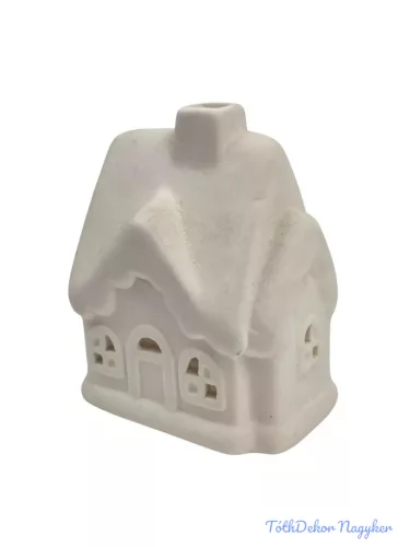 Kerámia fehér téli házikó - Matt tetejű C