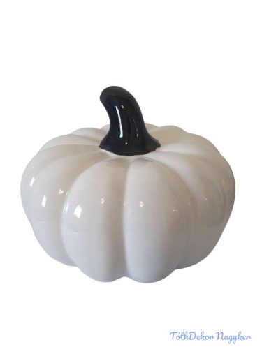 Fényes kerámia tök 13,5 cm - Fehér