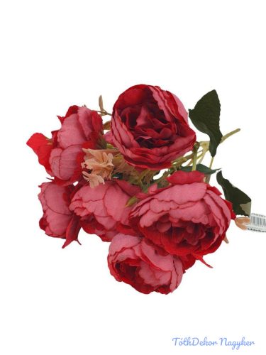 Boglárka 6 fejes selyem csokor 29cm - Bordó