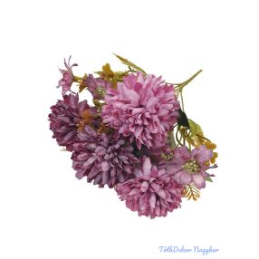 Krizantém 4 fejes selyemvirág csokor 30cm - Mályva