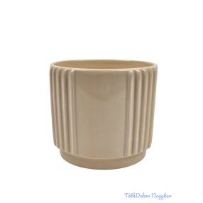 Csíkozott henger kaspó - Krém