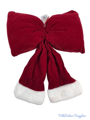 Ajtó masni - Piros fehér szörmés végű 30 cm