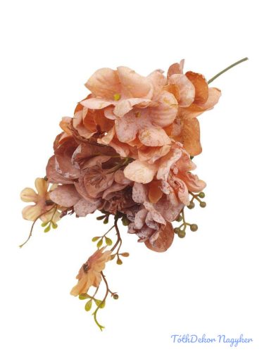 Szálas hortenzia kiegészítőkkel 35cm - Barna