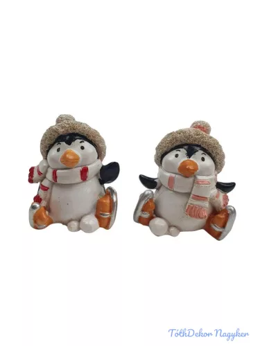 Korcsolyás pingvin figura