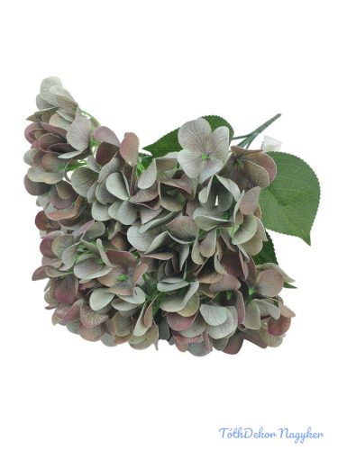 Hortenzia 5 fejes erezett művirág csokor 44cm - Menta