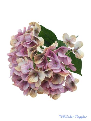 Hortenzia 5 fejes erezett művirág csokor 44cm - Rózsaszín