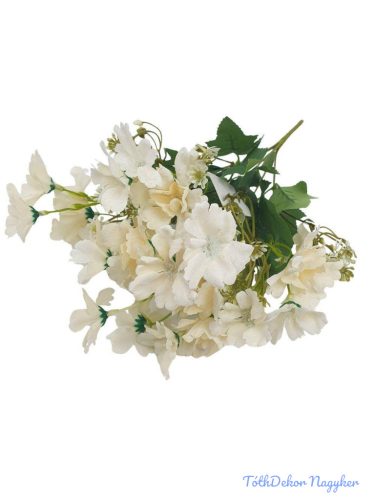 Kis virágos selyemvirág csokor 35cm - Törtfehér