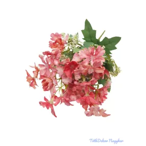 Kis virágos selyemvirág csokor 35cm - Korall