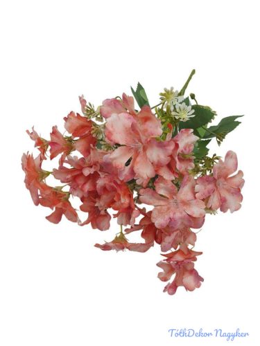 Kis virágos selyemvirág csokor 35cm - Halvány Korall