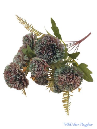Krizantém 9 fejes selyemvirág csokor 40cm - Barna-Menta