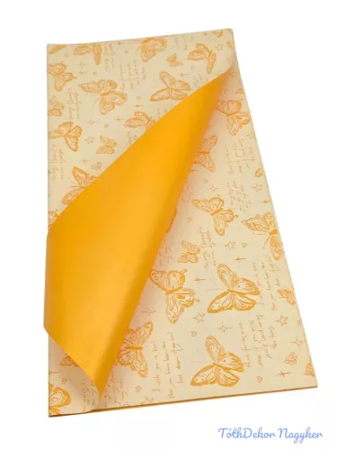 Fólia ív 57x56cm 20db/csomag Lepke mintás - Krém-Sárga