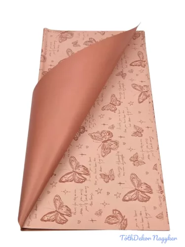 Fólia ív 57x56cm 20db/csomag Lepke mintás - Cappucino-Barack
