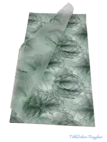 Fólia ív 57x56cm 20db/csomag Hibiszkusz virágmintás - Zöld
