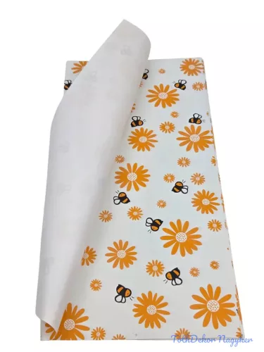 Fólia ív 57x56cm 20db/csomag Méhecske mintás - Narancs virágos