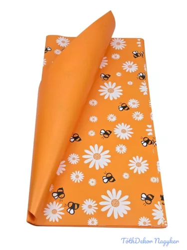 Fólia ív 57x56cm 20db/csomag Méhecske mintás - Narancs