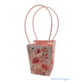 Virágtáska nagy trapéz virágmintás - Barack