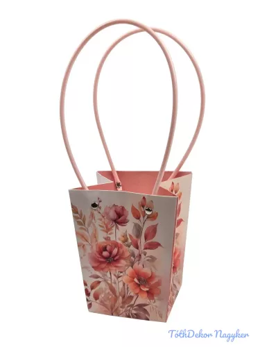Virágtáska nagy trapéz virágmintás - Barack