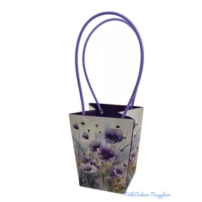 Virágtáska nagy trapéz virágmintás - Mákvirág lila