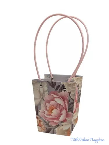 Virágtáska nagy trapéz virágmintás - Barack Peónia