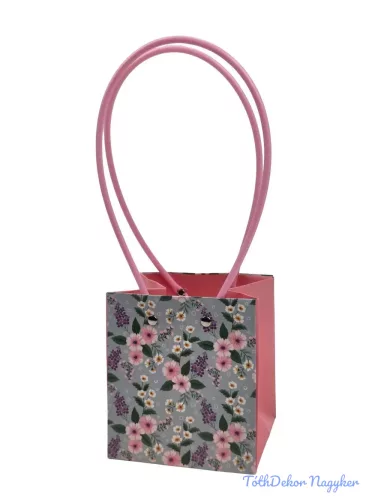 Virágtáska kocka virágmintás - Rózsaszín