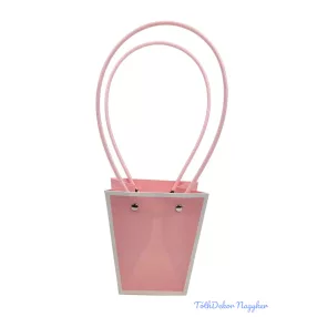 Virágtáska kicsi trapéz fehér kerettel - Rózsaszín