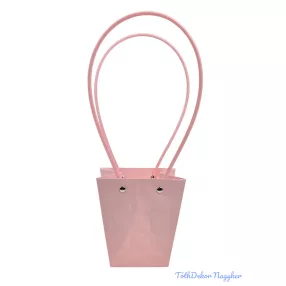 Virágtáska kicsi trapéz kocka mintás - Rózsaszín