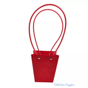 Virágtáska kicsi trapéz kocka mintás - Piros