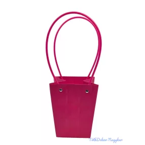 Virágtáska nagy trapéz kocka mintás - Pink