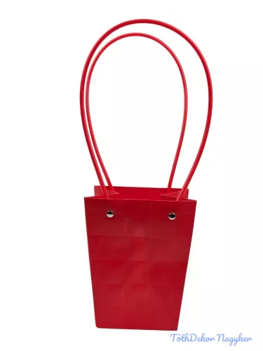 Virágtáska nagy trapéz kocka mintás - Piros