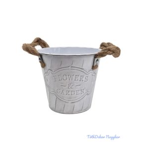 Kötél füles bádog vödör rátétes - Fehér