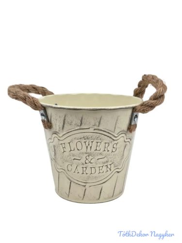 Kötél füles bádog vödör rátétes - Krém