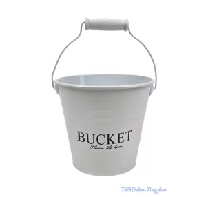 Színes bádog vödör 13 cm BUCKET - Fehér