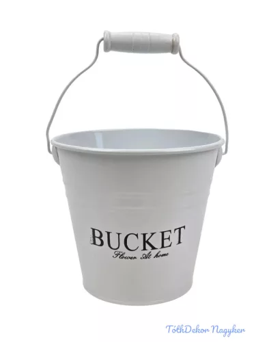 Színes bádog vödör 13 cm BUCKET - Fehér