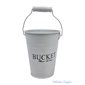 Színes bádog vödör 10 cm magas BUCKET - Fehér