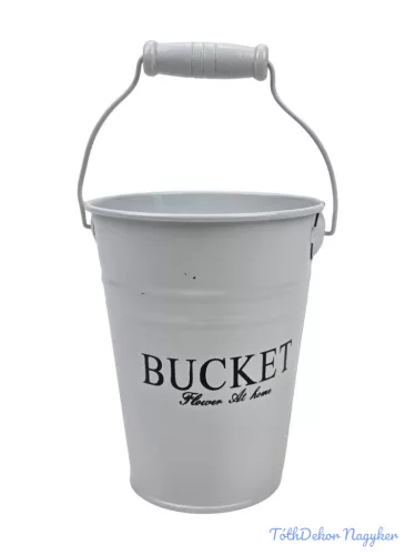 Színes bádog vödör 10 cm magas BUCKET - Fehér