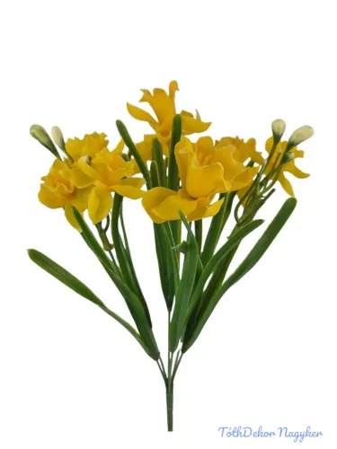 Vegyes virágú gumi nárcisz csokor 38cm - Sárga