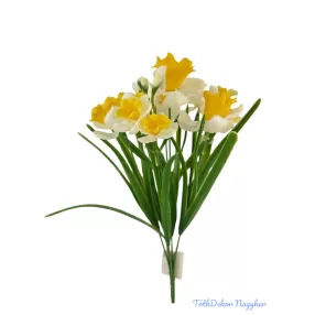 Vegyes virágú gumi nárcisz csokor 38cm - Fehér