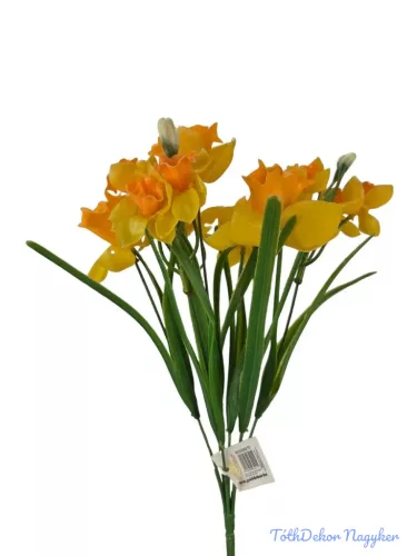 Vegyes virágú gumi nárcisz csokor 38cm - Napsárga