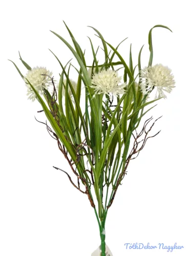Műzöld hagymás csokor 37 cm - Fehér