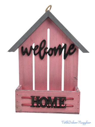 Welcome feliratos faháztartó - Rózsaszín
