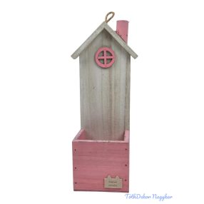 Hand made címkés faháztartó - Rózsaszín