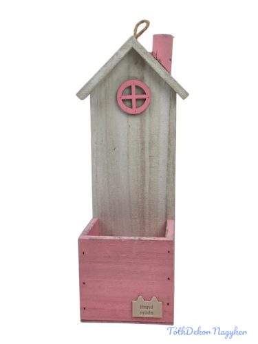 Hand made címkés faháztartó - Rózsaszín