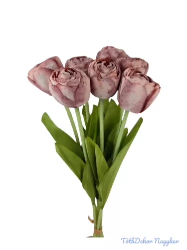 Szárított hatású tulipán 7 szálas köteg 43cm - Antik Mályva