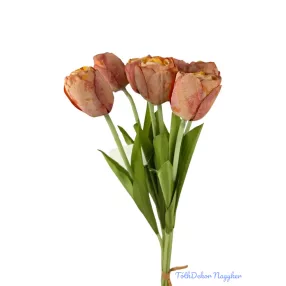   Szárított hatású tulipán 7 szálas köteg 43cm - Narancs