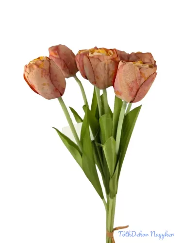 Szárított hatású tulipán 7 szálas köteg 43cm - Narancs