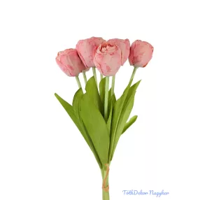   Szárított hatású tulipán 7 szálas köteg 43cm - Rózsaszín