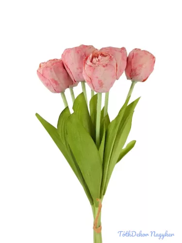 Szárított hatású tulipán 7 szálas köteg 43cm - Rózsaszín