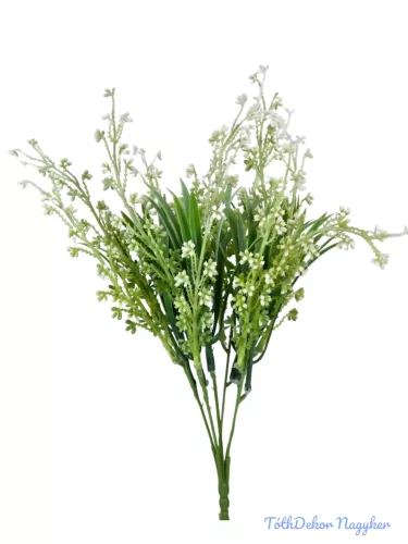 Műzöld bozontos csokor 35 cm - Fehér