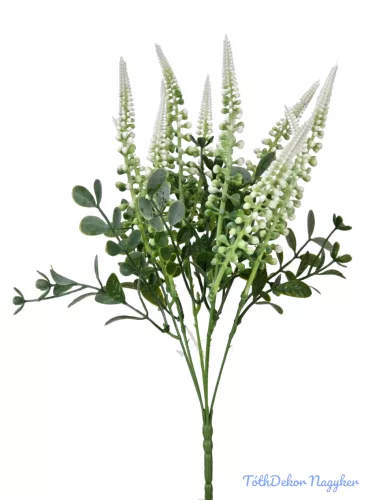 Fürtös műzöld csokor 34 cm - Fehér