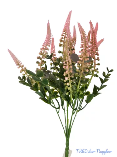 Fürtös műzöld csokor 34 cm - Rózsaszín